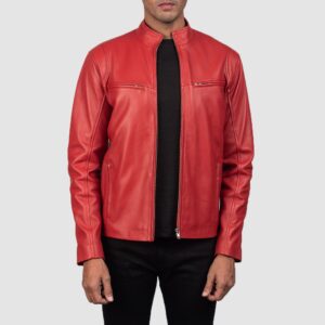 The 'Crimson Pulse' Leather Cafe Racer