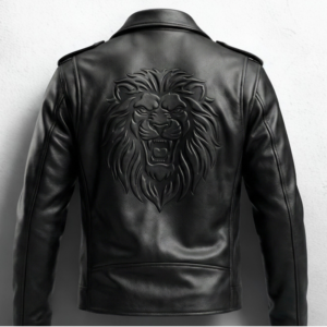 The 'Monarch' Embossed Lion Leather Jacket