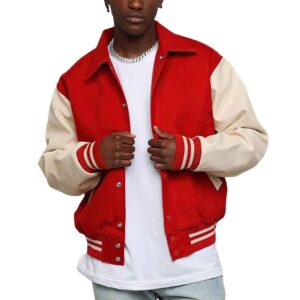 The 'Crimson Ivy' Collared Varsity Jacket
