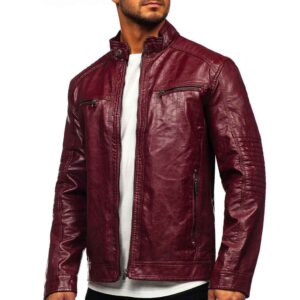 The 'Bordeaux' Casual Ribbed Leather Jacket