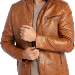 The 'Oasis' Camel Brown Casual Leather Jacket