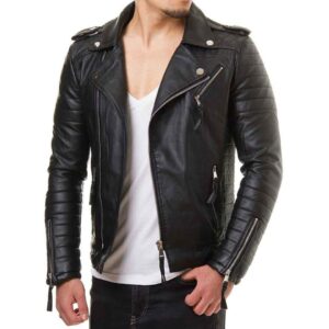 The 'Renegade' Ribbed Moto Leather Jacket
